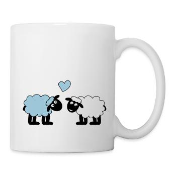 sheep happily in love sheep sheep lamb heart - Mug - white - Right