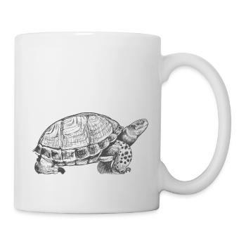 Tortue Turtle cadeau dessiné - Mug blanc - blanc - Droite