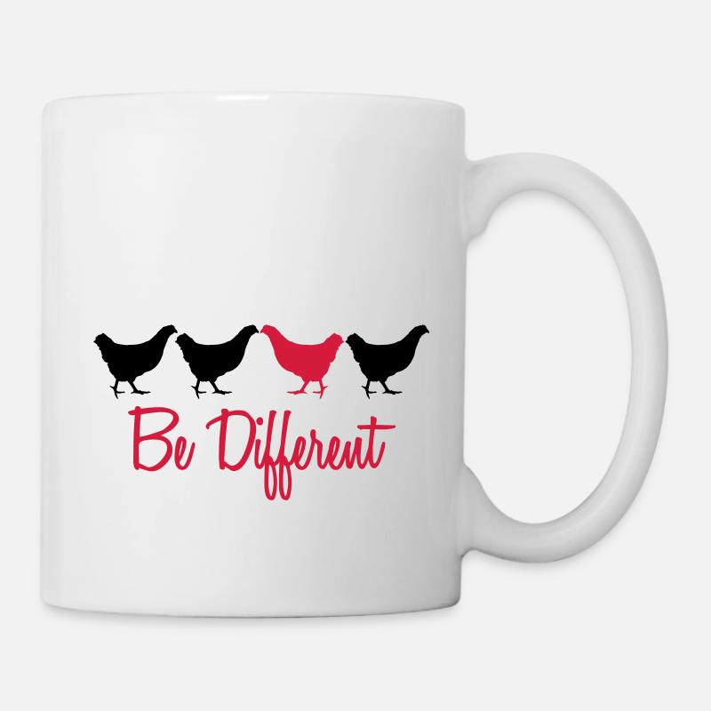 Be Different Huhn mit Text - Tasse - Weiß