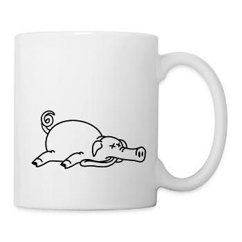 Totes Schwein am Boden - Tasse - Weiß - Rechts