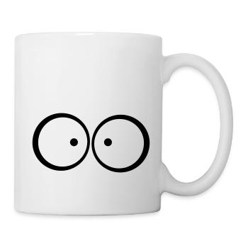 Anxious cross-eyed blue cartoon eyes - Mug - white - Right