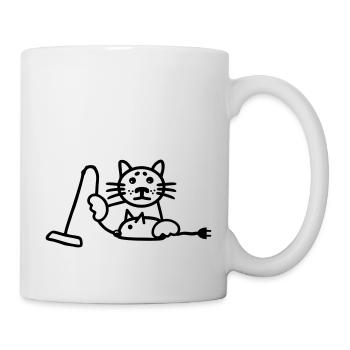 Katze Maus Staubsauger - Tasse - Weiß - Rechts