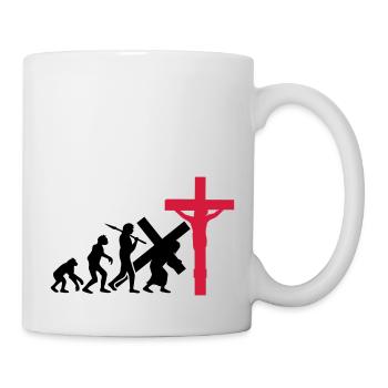 evolution mensch jesus christus glauben kreuz kreu - Tasse - Weiß - Rechts
