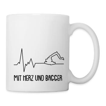 Mit Herz und Bagger - Tasse - Weiß - Rechts