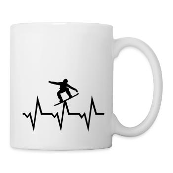Snowboarding ECG Heartbeat - Mug blanc - blanc - Droite