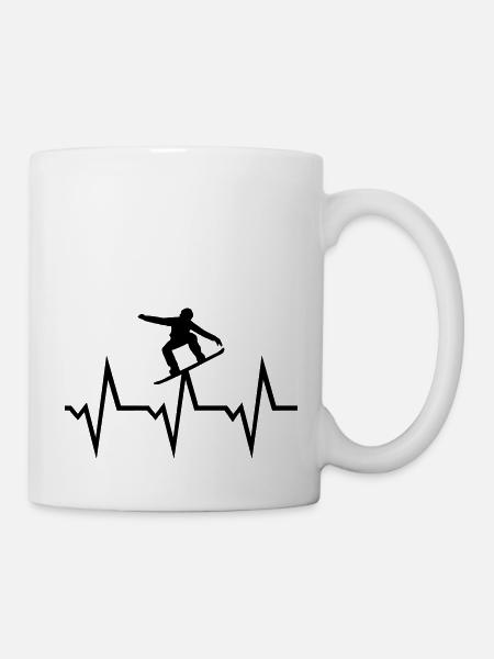 Snowboarder EKG Herzschlag - Tasse - Weiß