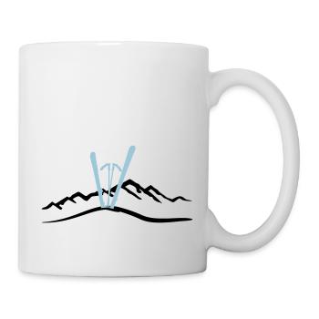 Ski und Berg, Skifahen - Tasse - Weiß - Rechts