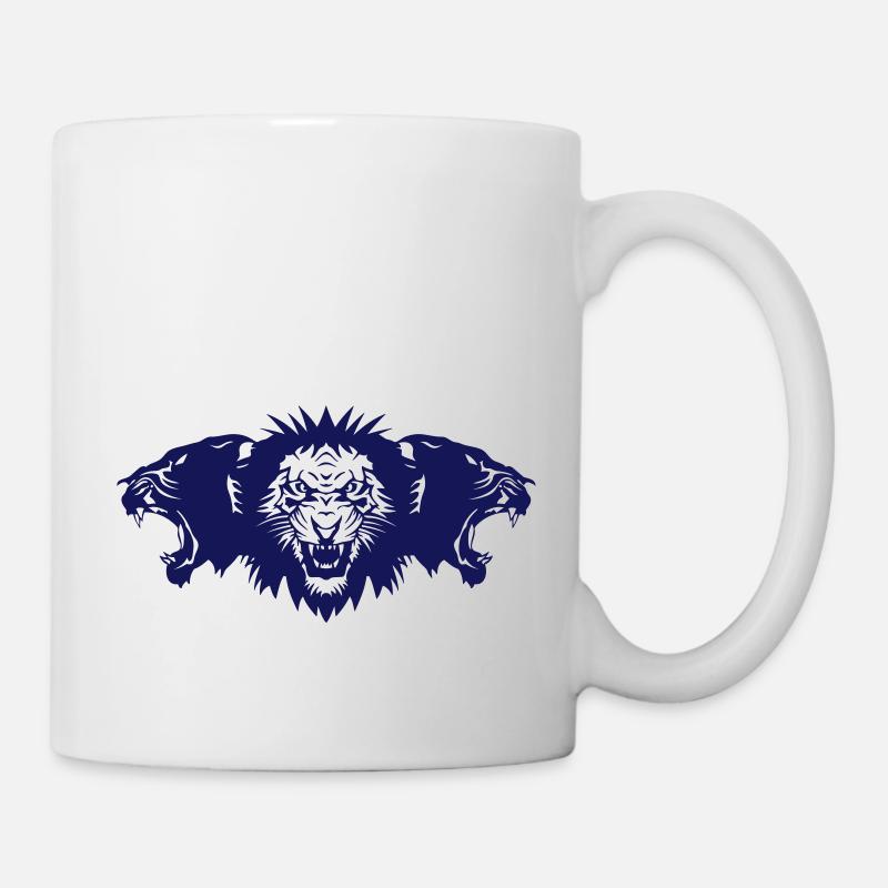 lion rugit face panthere profil - Mug blanc - blanc