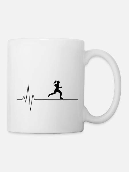 Herzschlag Läuferin - Tasse - Weiß
