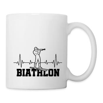 Biathlon Biathlet Langlauf Schießsport Herzschlag - Tasse - Weiß - Rechts