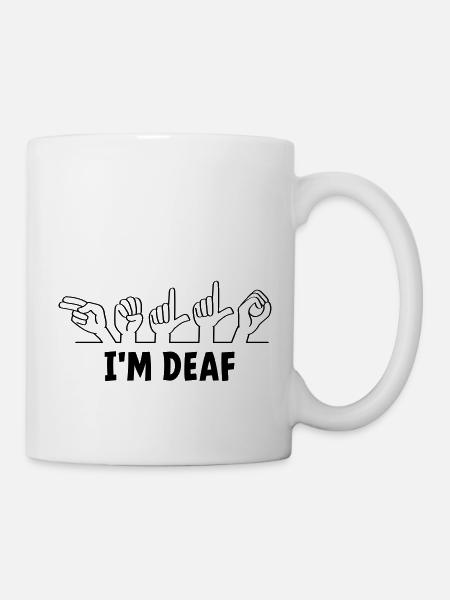 Slogan je suis sourd. Je suis sourd. Sourd, malentendant. - Mug blanc - blanc