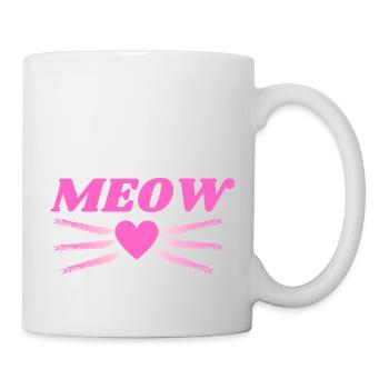 Meow Miau Cat Heart Whiskers Gift Idea - Mug - white - Right