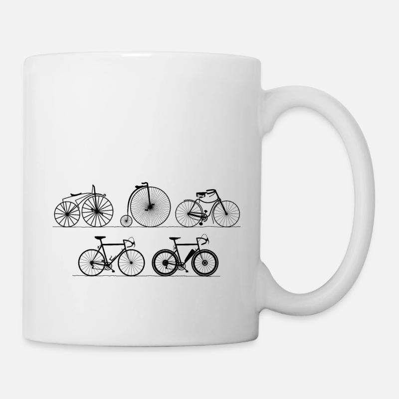 Evolution Fahrrad - alt - Geschichte - Erfindung - Tasse - Weiß