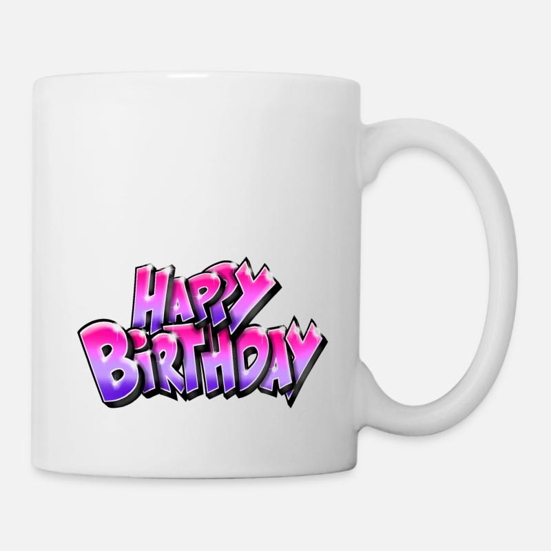 Graffiti Happy Birthday - Tasse - Weiß