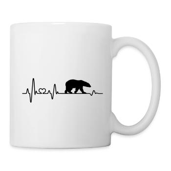Bear Polar Bear Heartbeat ECG North Pole Ice Climate Change - Mug - white - Right