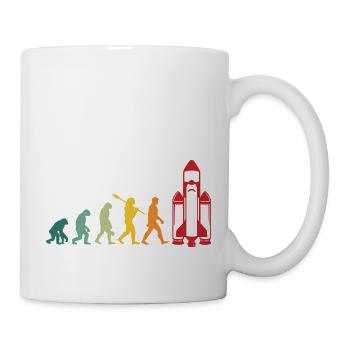 Weltall Evolutionen Mensch Affe Mann Rakete - Tasse - Weiß - Rechts