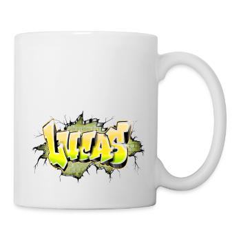 Lucas graffiti name yellow - Tasse - Weiß - Rechts