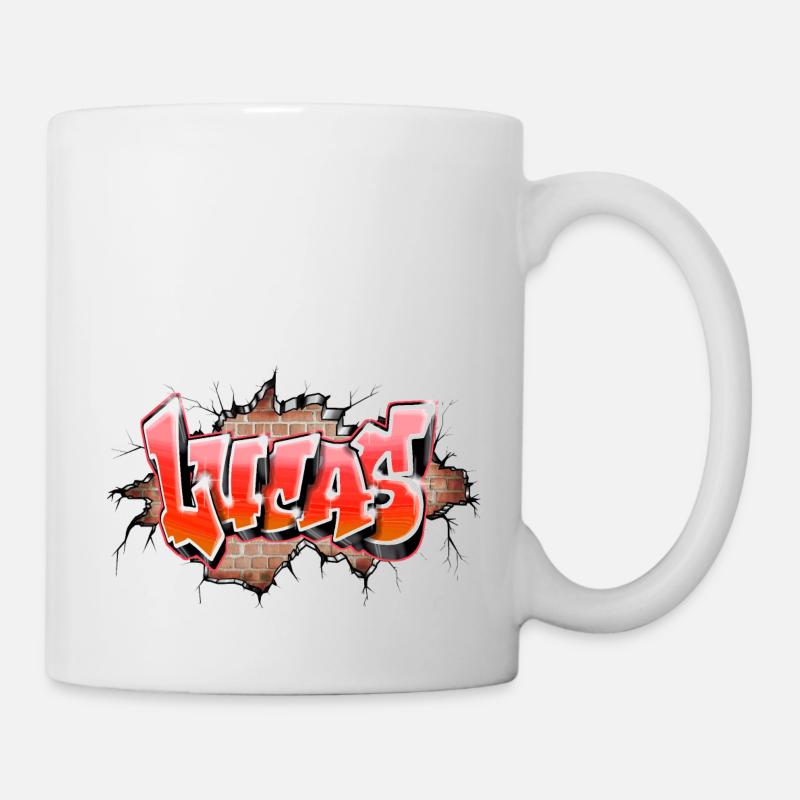 Lucas graffiti name red - Tasse - Weiß