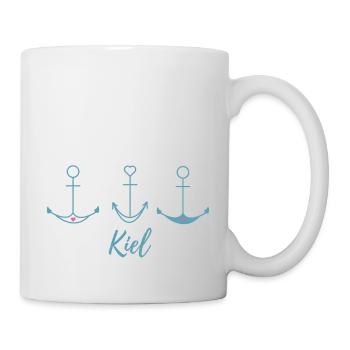 Anker mit Herzen Stadt Kiel Spruch - Tasse - Weiß - Rechts