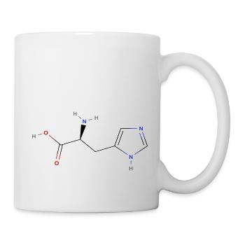Histidin Molekül - Farbige Strukturformel - Tasse - Weiß - Rechts