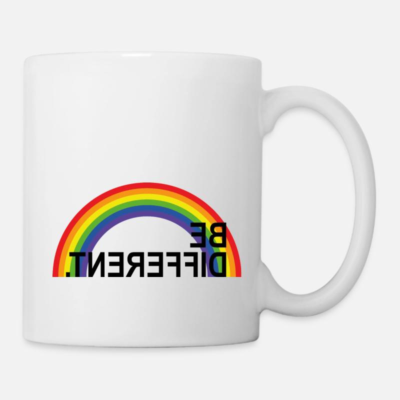 be different rainbow Regenbogendesign mit Spruch - Tasse - Weiß