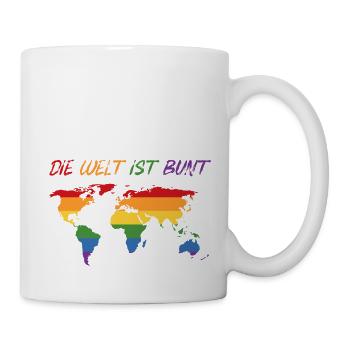 Die Welt ist bunt Regenbogen LGBT - Tasse - Weiß - Rechts