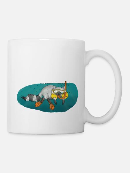raccoon dive snorkeling diving - Mug - white