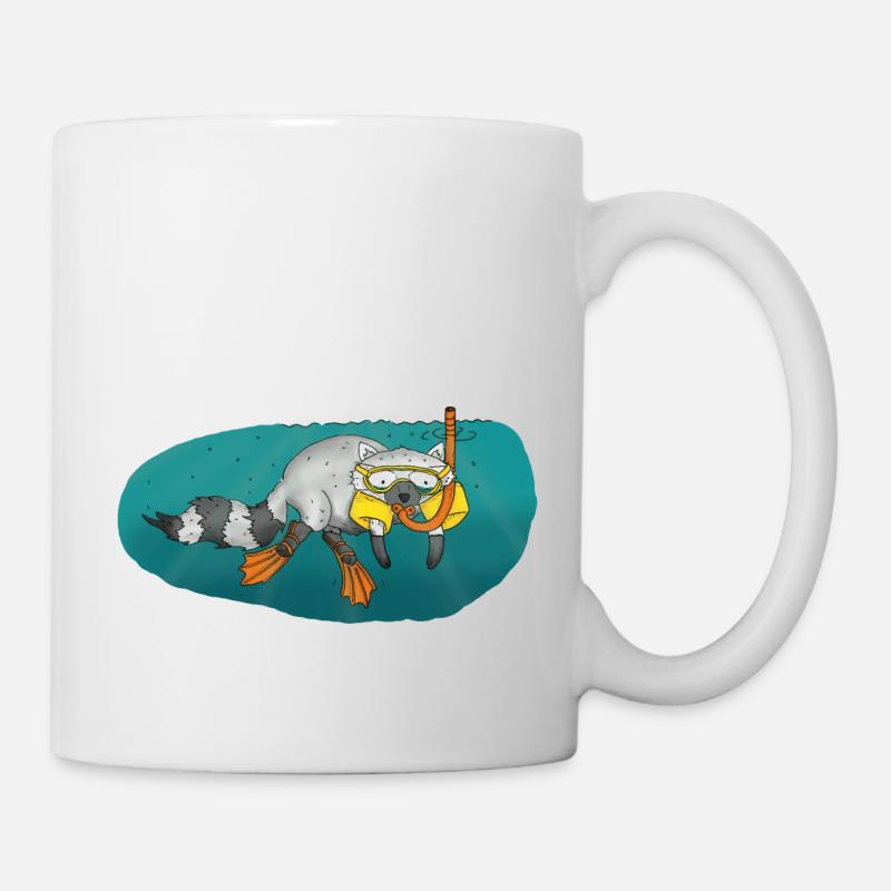 raccoon dive snorkeling diving - Mug - white