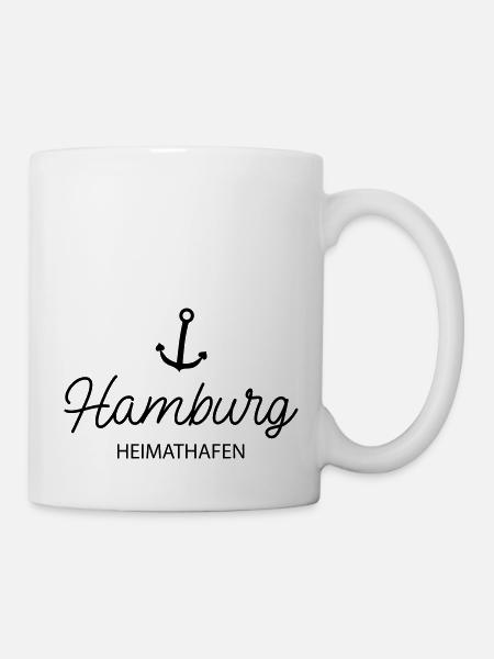Hamburg Heimathafen mit Anker - Tasse - Weiß