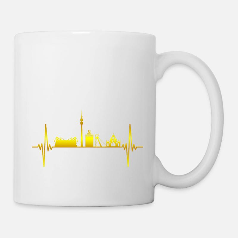 Dortmund Ruhrpott Skyline Herzschlag - Tasse - Weiß