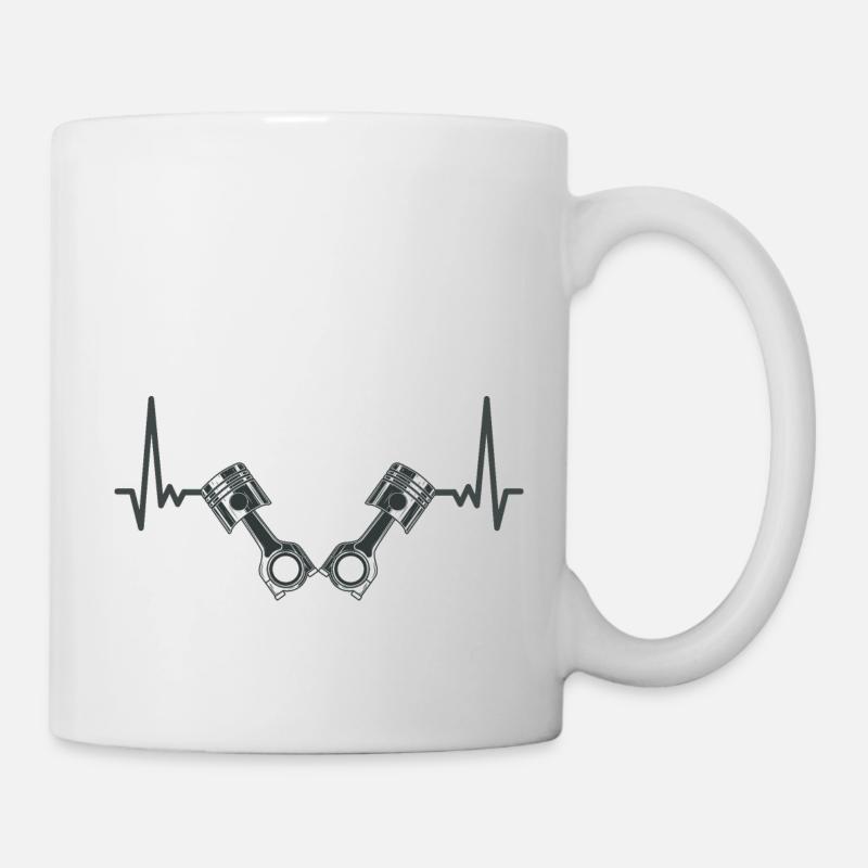 Kolben Herzschlag V Motor Geschenk Mechaniker - Tasse - Weiß