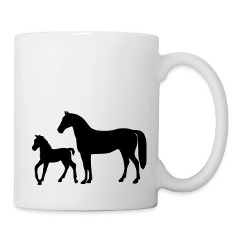 Cheval avec poulain - Mug blanc - blanc - Droite