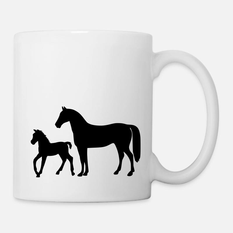 Pferd mit Fohlen - Tasse - Weiß