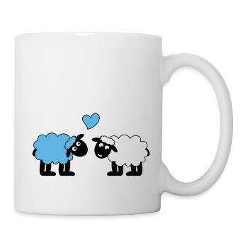 sheep happily in love sheep sheep lamb heart - Mug - white - Right