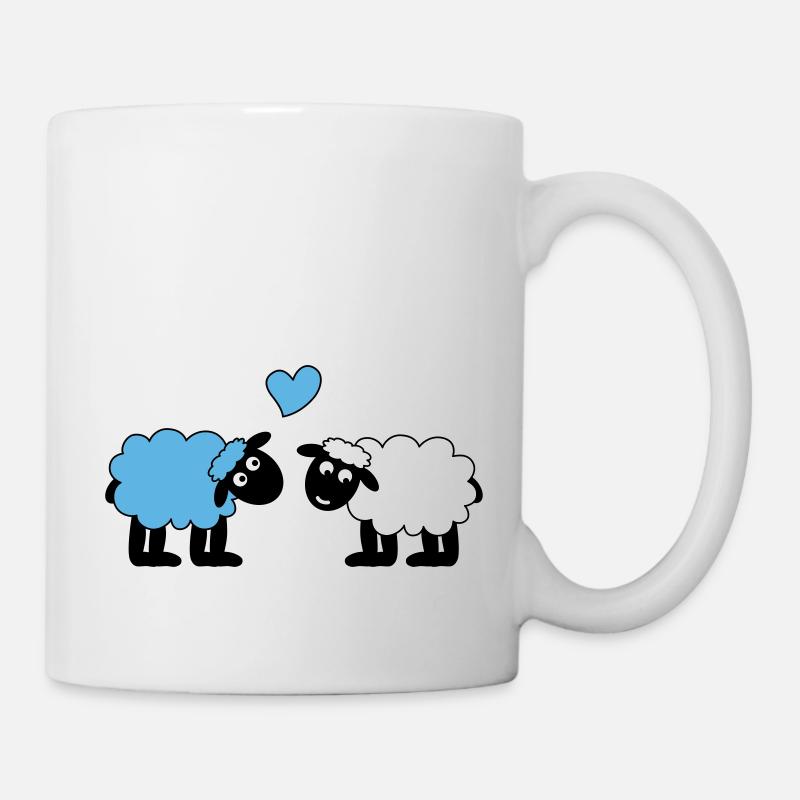 glücklich verliebte Schafe Schäfchen Lämmer Herz - Tasse - Weiß
