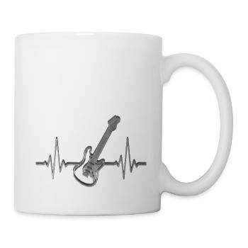 Silver Guitar Heartbeat Guitariste Musicien Chemise - Mug blanc - blanc - Droite