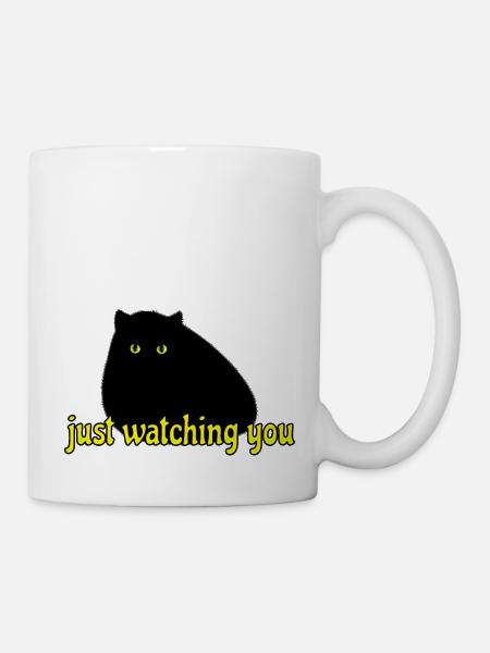 black cat is watching you - Tasse - Weiß