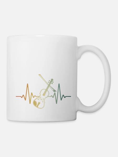 Geige Herzschlag Retro Violine Violinist - Tasse - Weiß