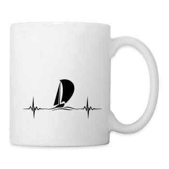 Segeln Puls Meer Segelboot Herzschlag - Tasse - Weiß - Rechts