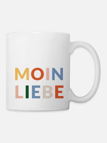 Moin Liebe in bunten Lettern - Tasse - Weiß