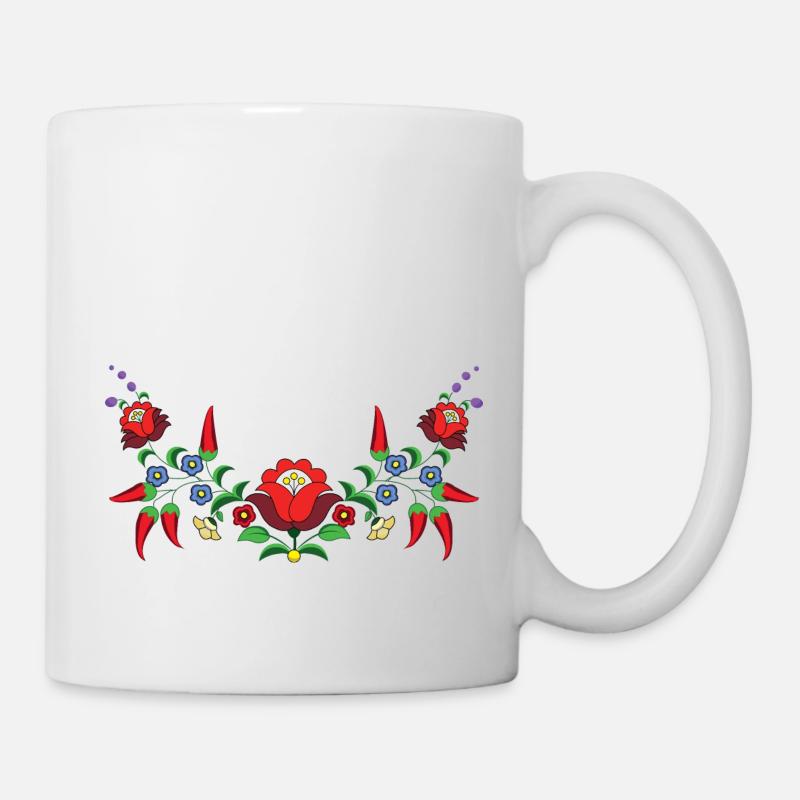 Fleurs d’art populaire hongrois paprika hongrois - Mug blanc - blanc