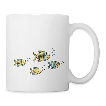 Fische Wasser Meer Graffiti Kinderzeichnung Natur - Tasse - Weiß - Rechts