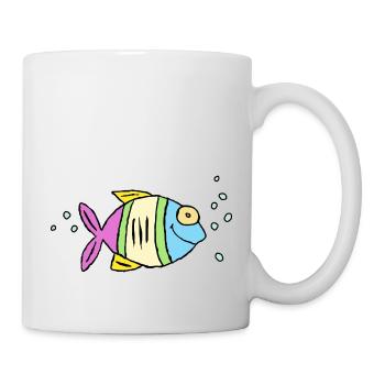 Fisch Buntbarsch Wasser Meer Graffiti Zeichnung - Tasse - Weiß - Rechts