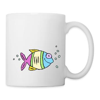 Fisch Buntbarsch Wasser Meer Graffiti Zeichnung - Tasse - Weiß - Rechts
