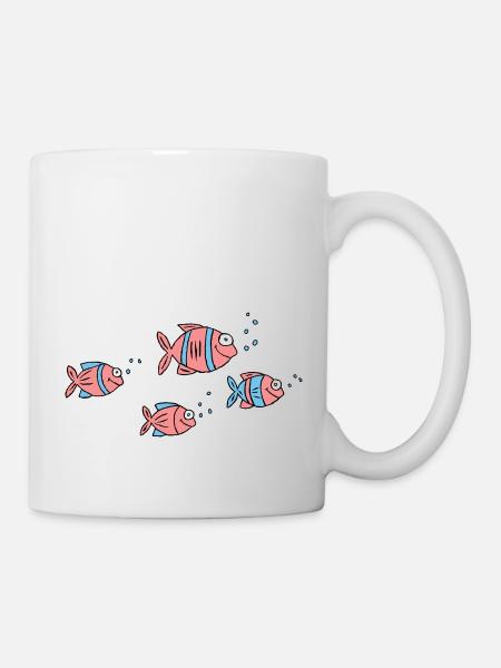 Fische Buntbarsche Wasser Meer Graffiti Zeichnung - Tasse - Weiß