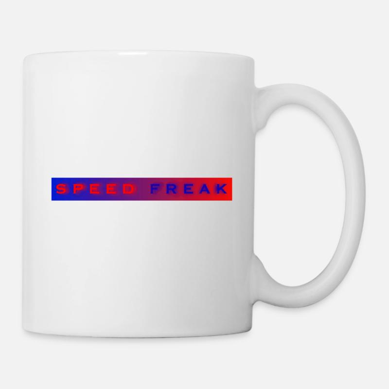 Speed Freak mit blau roter Hintergrund - Tasse - Weiß