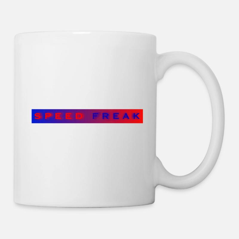 Speed Freak mit blau roter Hintergrund - Tasse - Weiß