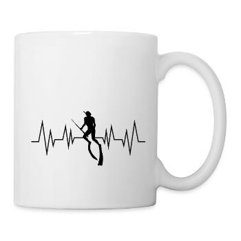 spearfishing free diving heart beat design - Mug - white - Right