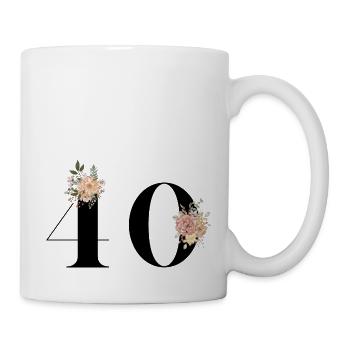 40e anniversaire fleuris (Cadeau de 40 ans) - Mug blanc - blanc - Droite