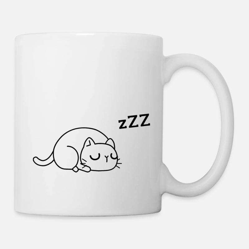 chat fatigué - Mug blanc - blanc